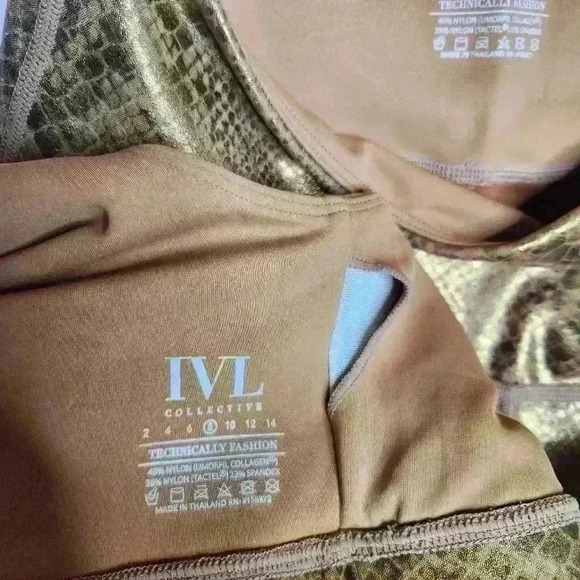 IVL Collective Bronze Snakeskin Legging/bra Set Size 8 - Picture 9 of 11
